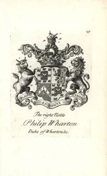 Wappen und Wappenschild des hochadligen Philip Wharton