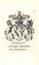 Wappen und Wappenschild des hochadligen Scroop Egerton