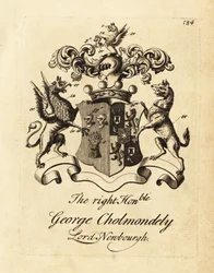 Wappen des hochverehrten George Cholmondely, Lord Newbourgh, 2. Earl of Cholmondeley