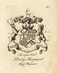 Wappen des Hochwohlgeborenen Henry Maynard, Lord Maynard, 4. Baron Maynard, gestorben 1742