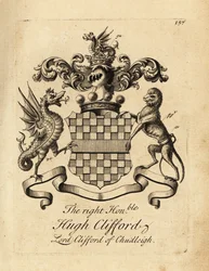 Wappen des Hochwohlgeborenen Hugh Clifford, Lord Clifford of Chudleigh, 2. Baron Clifford of Chudleigh (1663-1730)