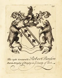 Wappen des Hochwohlgeborenen Robert Benson, Baron Bingley of Bingley in der Grafschaft York