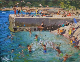 Spaß im Meer, Rovinj, Kroatien, 2016
