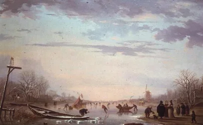 Winterszene mit Schlittschuhläufern