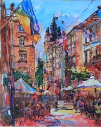 Lebhafte ukrainische Straße