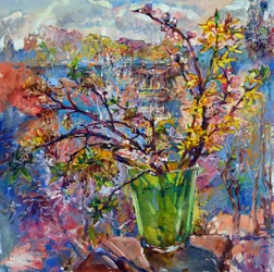 Frühlingsblumen Fensterblick