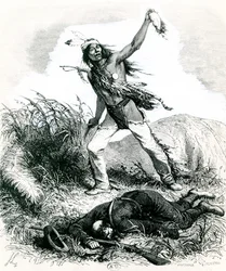 Indianer skalpieren den toten Feind, 1867