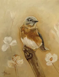 Sanfter Vogel und Blumen