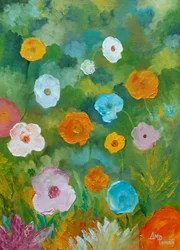 Lebendiges Blumenfeld