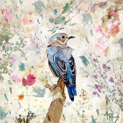 Vintage Blumenblaukehlchen