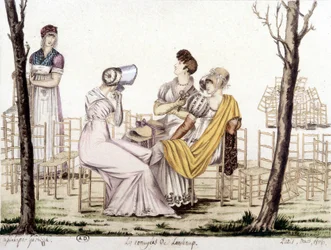 Les ennuyés de Lonchamp, März 1806. Zeichnung von Garbizza.
