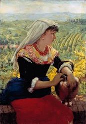 Porträt seiner Frau in Monferrato-Kleidung