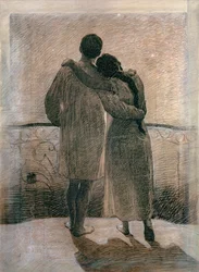 Junges Paar, Mittelteil des Triptychons Traum und Wirklichkeit, 1905