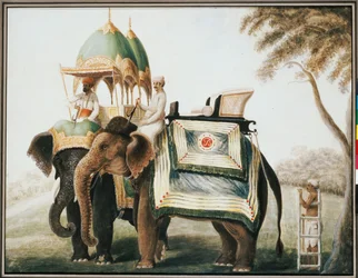 Elefanten mit ihrem Mahout, ca. 1815