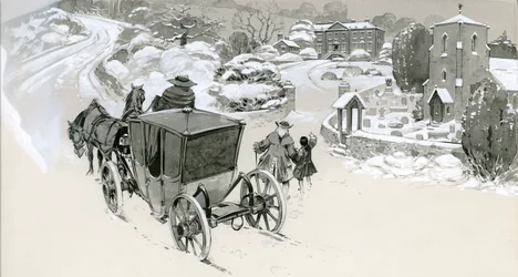 Haus aus dem 18. Jahrhundert im Schnee