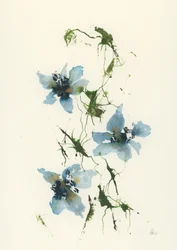 Blaue Blumen in Aquarell