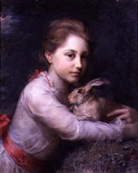 Porträt von Minna Sophia Farrer mit einem Hasen