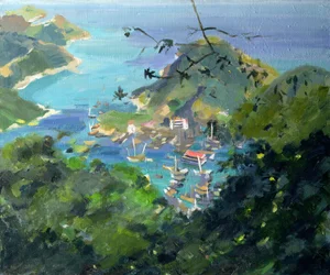 Blick auf Aberdeen vom Peak, Hongkong