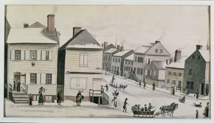 Die Ecke von Warren und Greenwich Street, 1809