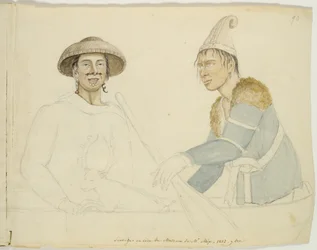 Zwei Wachsfiguren indigener Amerikaner im Mix