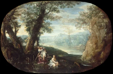 Landschaft mit badenden Frauen