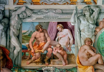 Venus und Anchise Fresko von Annibale Carracci (Annibal Carrache) (1560-1609). 1597-1600 Rom, Palazzo Farnese