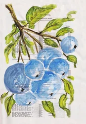 Gemalte Blaubeeren auf Papier
