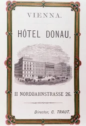 Werbeplakat für Hotel Donau in Wien, Österreich 1874, Privatbesitz