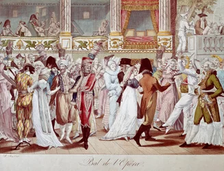 Maskenball in der Pariser Oper. Lithographie von Bosio. 19. Jahrhundert Paris, Musée Carnavalet