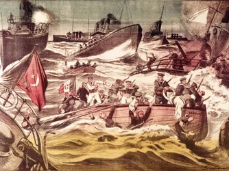 Schlacht von Kunfuda: Seeschlacht am 7. und 8. Januar 1912 während des Italienisch-Türkischen Krieges (1911-1912) im Roten Meer vor dem Hafen von Kunfuda, Saudi-Arabien.
