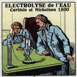 Elektrochemie: Elektrolyse von Wasser durch Anthony Carlisle (1768-1842) und William Nicholson (1753-1815) in London am 2. Mai