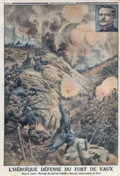 Erster Weltkrieg 1914-1918 (Krieg 14-18). Die heldenhafte Verteidigung von Fort Vaux mit seinem Bataillonskommandeur Sylvain Eugène Raynal (1867-1939). In „Le Petit Journal“