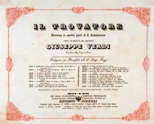 Frontispiz von Il trovatore, Oper von Giuseppe Verdi
