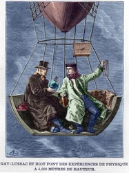 Louis-Joseph Gay-Lussac und Biot führen Physikexperimente in 4.000 Metern Höhe durch - in „Album de la Science; berühmte Wissenschaftler; Große Entdeckungen“ 1896