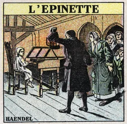 Musikinstrumente: geschlagene Saiteninstrumente. Junger Georg Friedrich Händel (Georg Friedrich Händel)