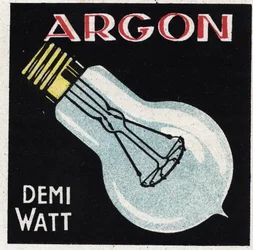 Neue Gaseigenschaften: Argon wird verwendet, um eine Halbwatt-Glühbirne zu füllen. Anonyme Illustration von 1925. Private Sammlung.