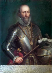 Porträt von Álvaro de Bazán y Guzmán, erster Marquis von Santa Cruz (1526-1588), Admiral und spanischer Seefahrer - Anonyme Malerei, Öl auf Leinwand