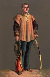 Porträt von BENITO PABLO JUAREZ (1806-1872), mexikanischer Staatsmann und Revolutionär. Chromolithographie. Private Sammlung