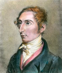 Porträt von Carl Maria von Weber (1786-1826), deutscher Komponist, Gravur des 19. Jahrhunderts, private Sammlung