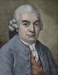 Porträt von Carl Philipp Emanuel Bach (1714 - 1788), deutscher Komponist - Gravur