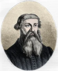 Porträt von Etienne Dolet, französischer Gelehrter, Übersetzer und Drucker - Porträt von Etienne Dolet (1509-1546), französischer Schriftsteller, Dichter, Drucker, Humanist - Gravur von 1863 in „Le Livre Rouge - Histoire De L