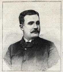 Porträt von Pierre Decourcelle, französischer Schriftsteller (1856-1926). Gravur in 