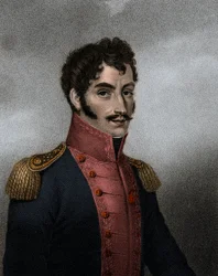 Porträt des venezolanischen Politikers und Militärs Simon Bolivar (1783-1830), Präsident von Kolumbien und Peru