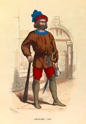 Porträt eines Gefängniswärters in Paris im Jahr 1490 (Gravur)