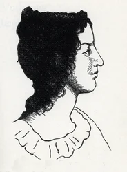 Porträt der britischen Schriftstellerin Emily Bronte (1818-1848) (Gravur aus "Les Hauts de Hurlevent")