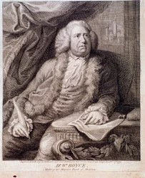 Porträt des englischen Komponisten William Boyce (Gravur, 18. Jahrhundert)