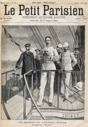 Rückkehr von General Alfred Dodds (1842-1922) von der Dahomey-Expedition an Bord der Thibet. In der Zeitung „Le Petit Parisien“ am 14.05.1893