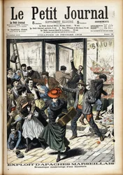 Raubüberfall auf ein Juweliergeschäft in Marseille durch die Apachen von Marseille. Gravur in der Schlagzeile des Petitionsjournals.