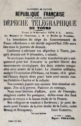 Telegraphische Nachrichten von Tours vom 9.12.1870 von Léon Gambetta