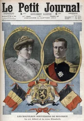 Die neuen Herrscher von Belgien - König Albert I. und Königin Elisabeth von Bayern - In „Le Petit Journal“ vom Januar 1910 - Albert I. König von Belgien (1875-1934) mit seiner Frau Elisabeth von Bayern (1876-1965)
